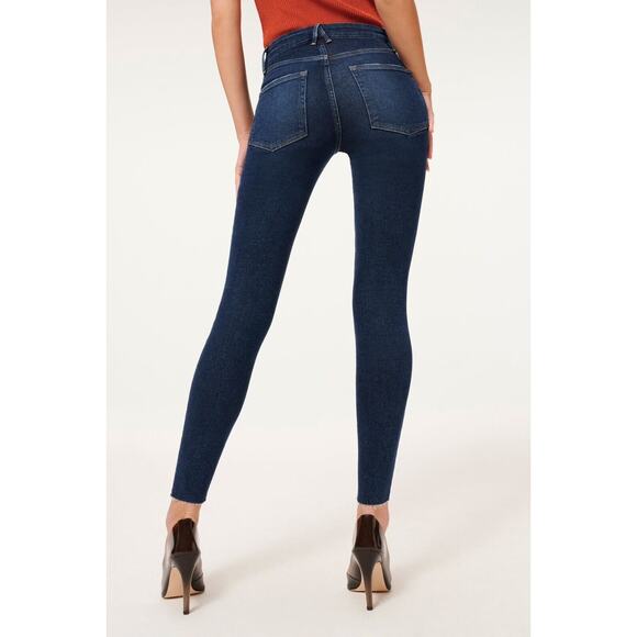 Good American Good Legs Blue Denim Jean Skinny Frayed Hem Size 26 - Picture 2 of 10